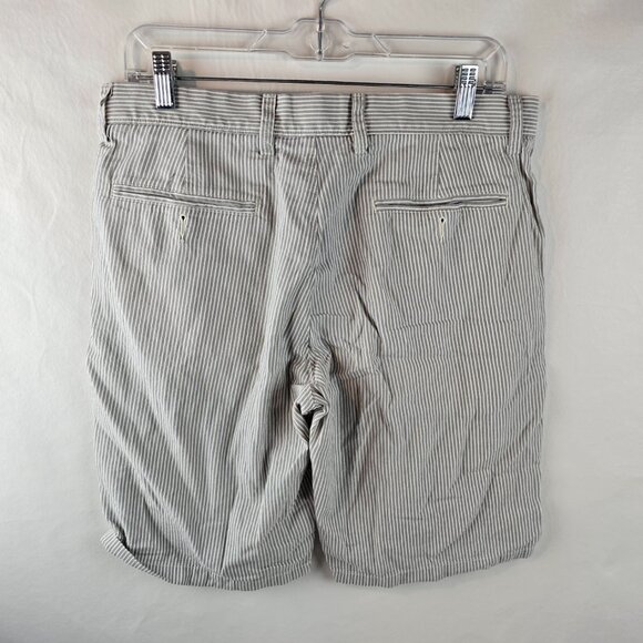 J Crew Shorts Mens 31 Beige White Striped Summer Casual 10" Inseam Club Preppy A - Picture 4 of 7